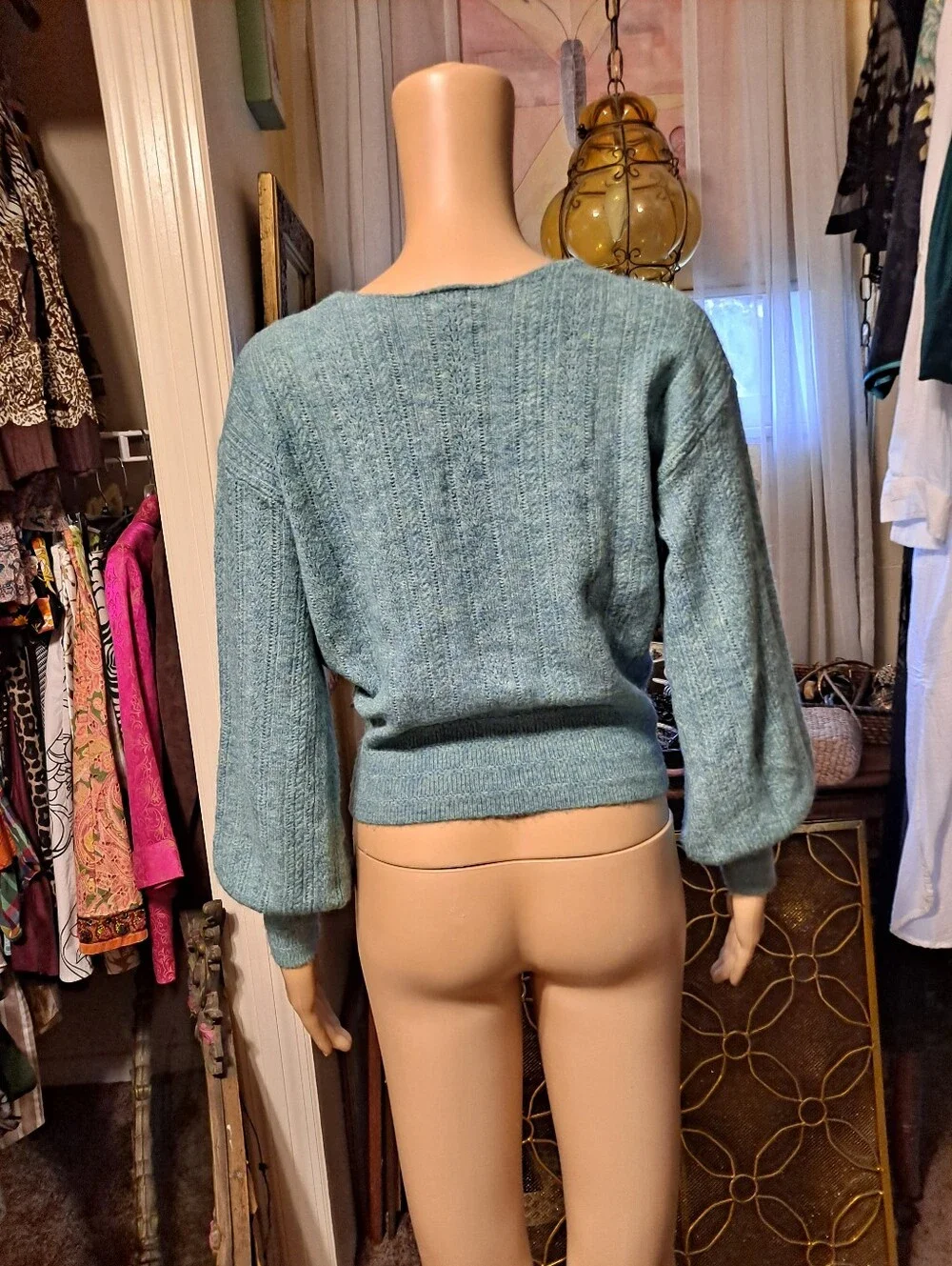 Autres Filles Wrap-Front Ribbed V-Neck Sweater - Blue